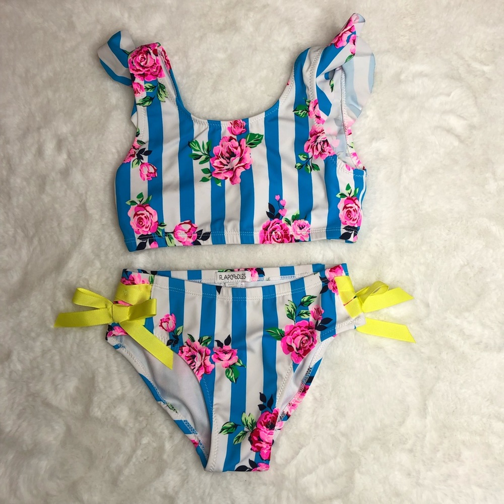 Flapdoodles Flowers and Stripes Swimsuit